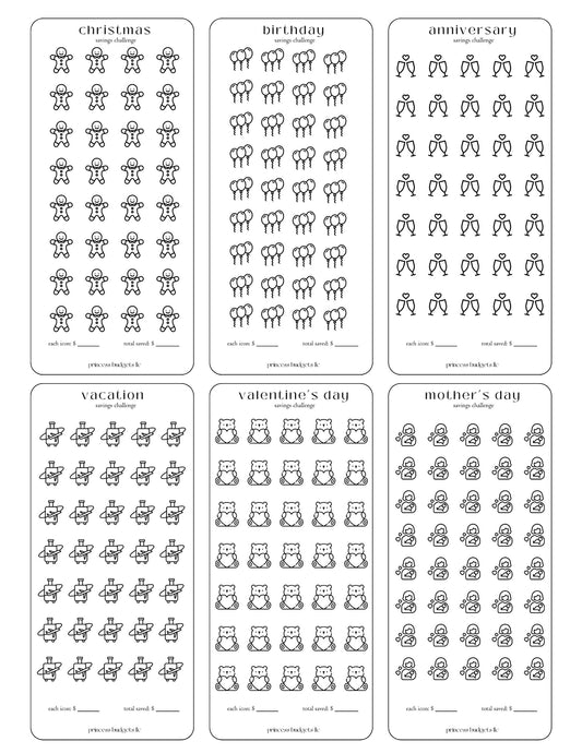 Mini Matte Vellum Savings Challenges