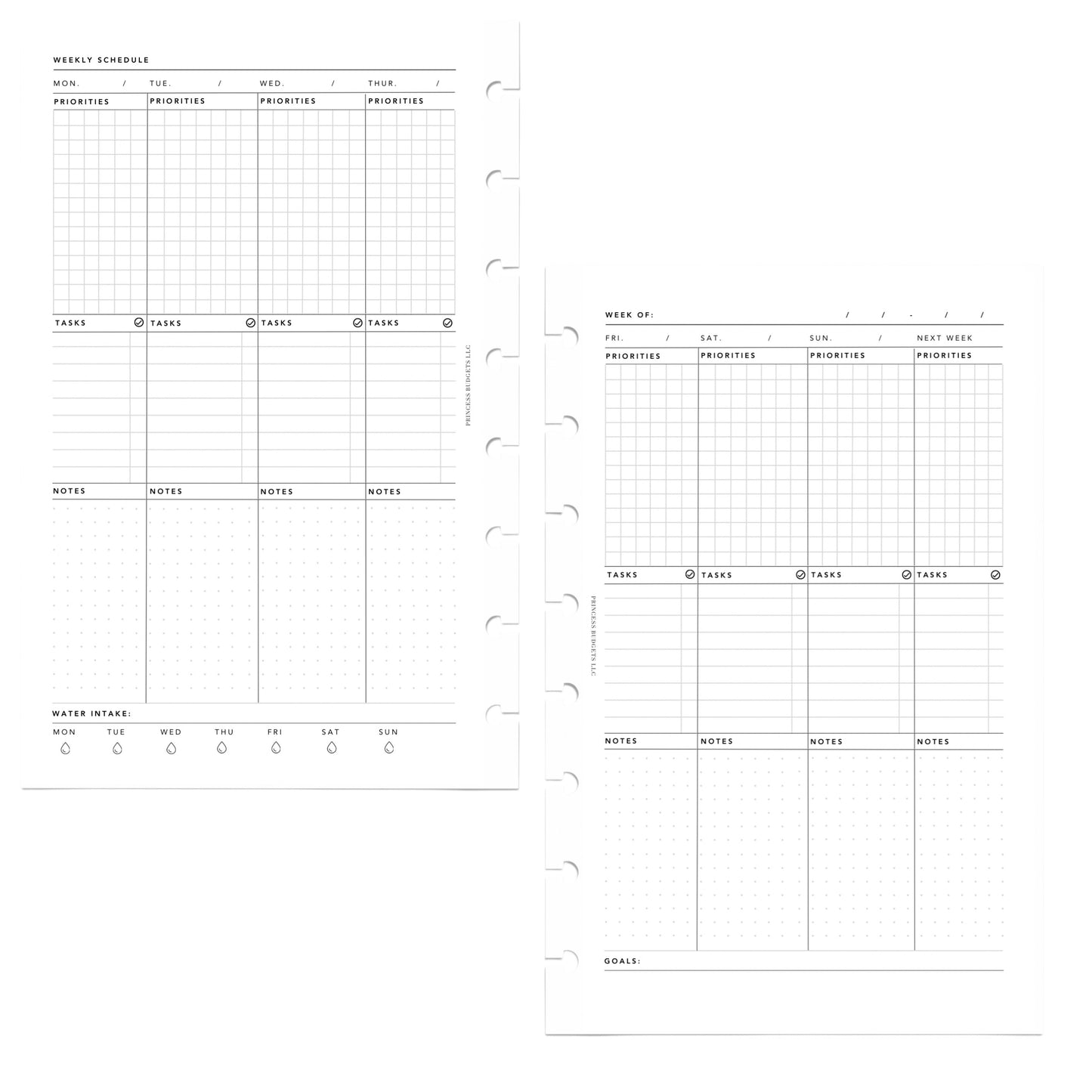 UNDATED MONTHLY & WEEKLY | HALF LETTER INSERTS