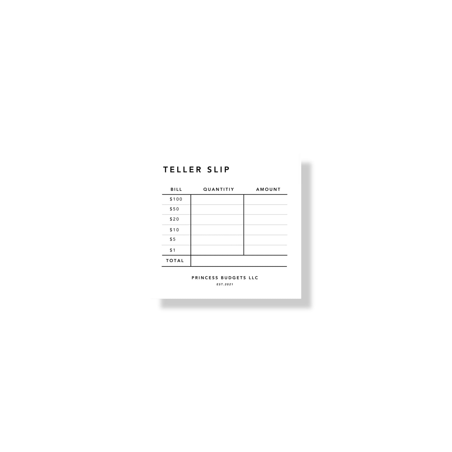 TELLER SLIP STICKY NOTES