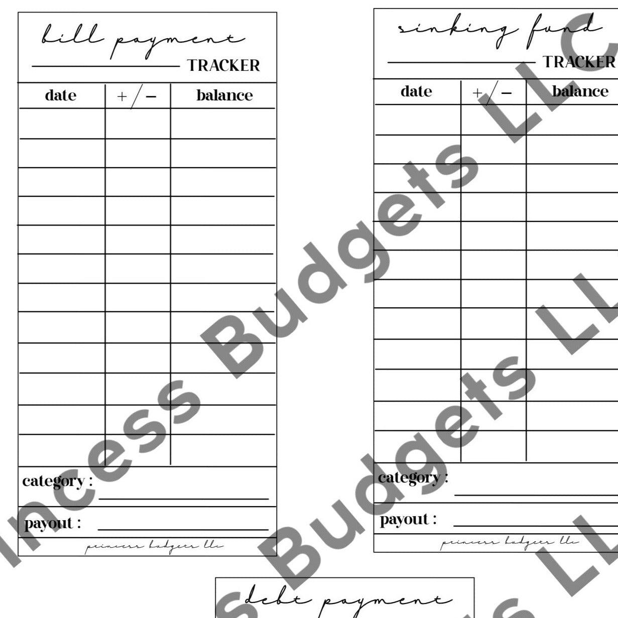 Digital Mini Expense/ Sinking Fund Trackers