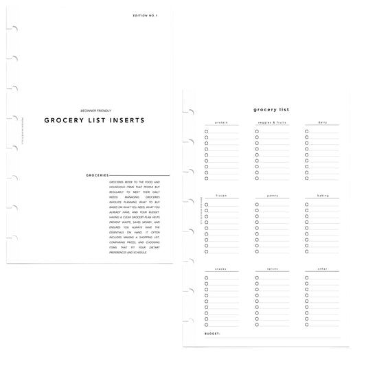 GROCERY LIST | HALF LETTER INSERTS